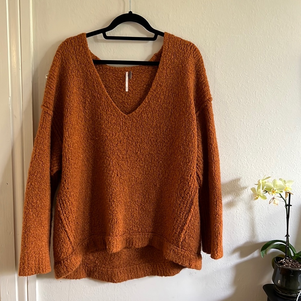Free People Oversized V-Neck Pullover Sweater